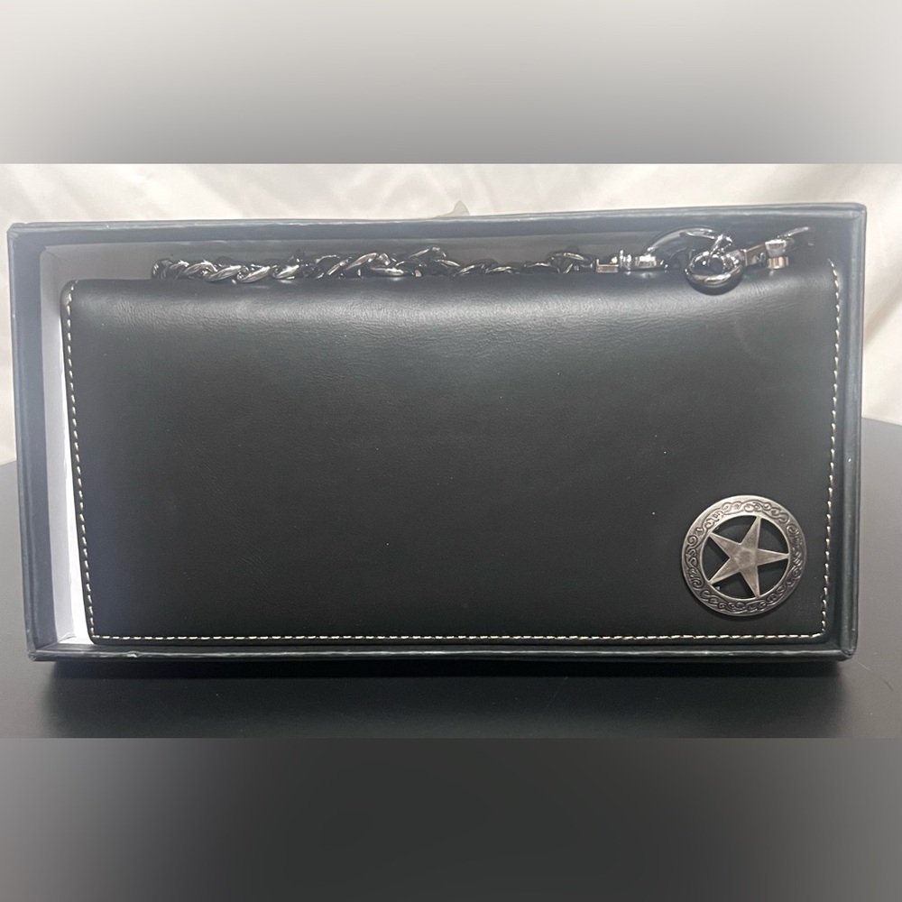 3/$35 Black Leather Wallet with Chain - Picture 2 of 16